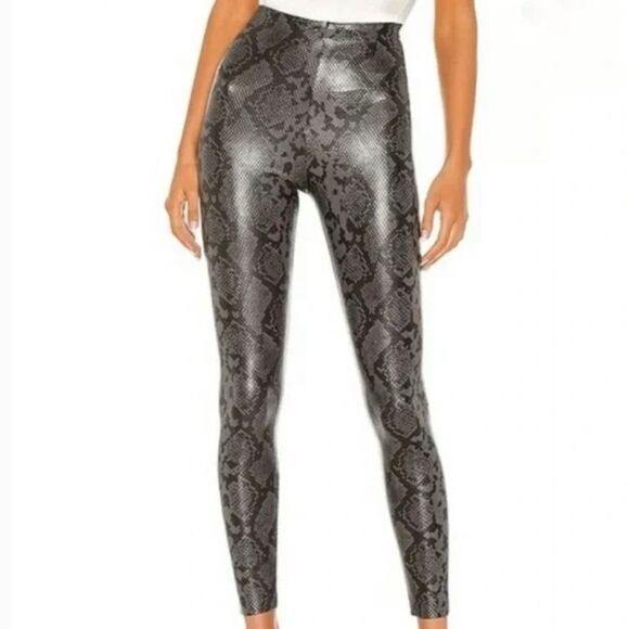 7 For All Mankind Snakeskin Print Faux Leather Leggings - Picture 1 of 7